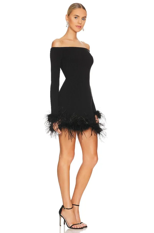 Lovers and Friends Dresses Women Ellerie Feather Knit Mini Dress Black Lovers and Friends Dresses Women Ellerie Feather Knit Mini Dress Black