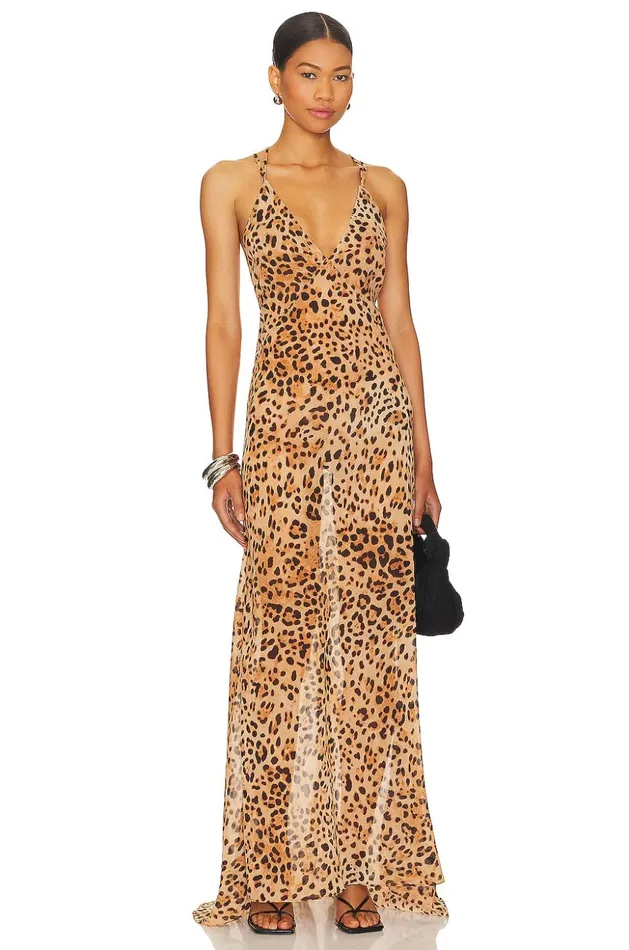 Lovers and Friends Dresses Women Kleio Gown Tan Cheetah