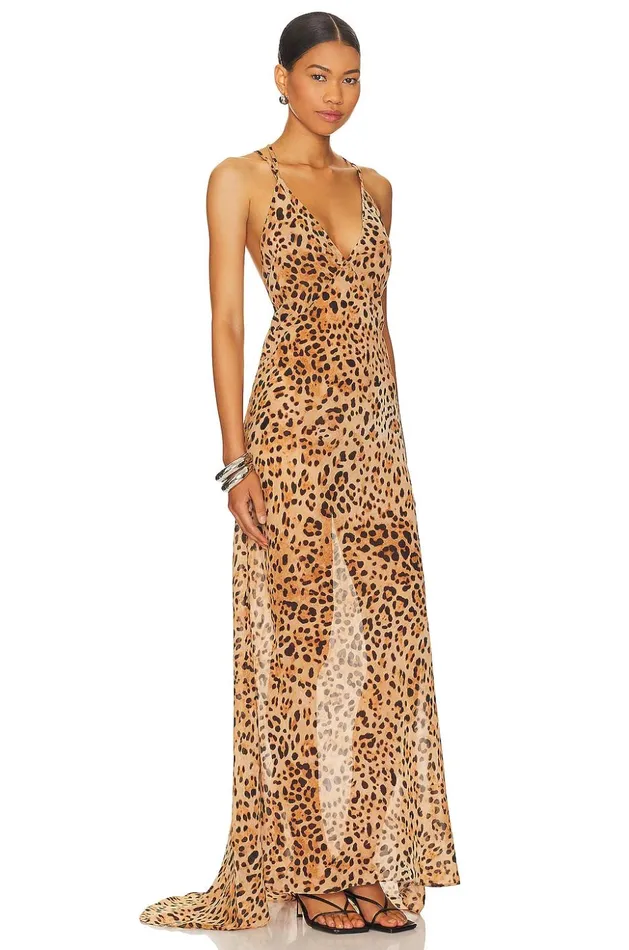 Lovers and Friends Dresses Women Kleio Gown Tan Cheetah Lovers and Friends Dresses Women Kleio Gown Tan Cheetah