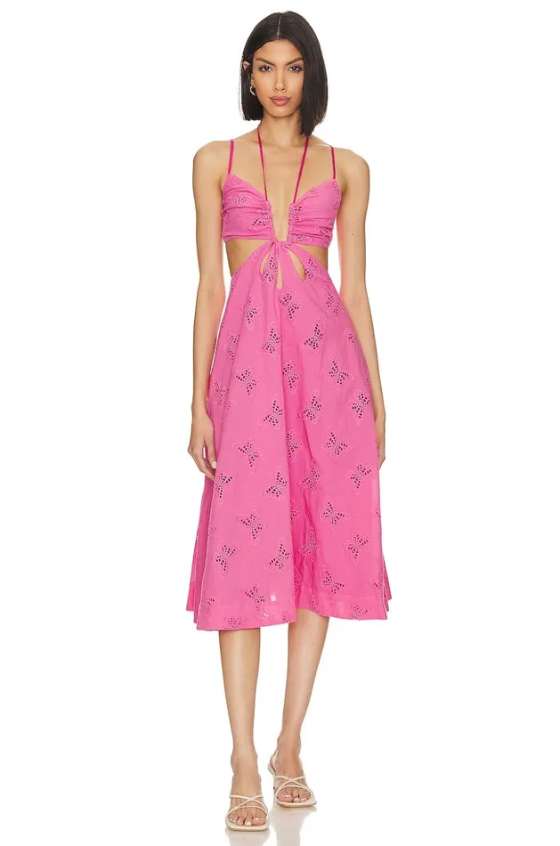 Lovers and Friends Dresses Women X Jetset Christina Farrah Midi Dress Fuchsia Pink
