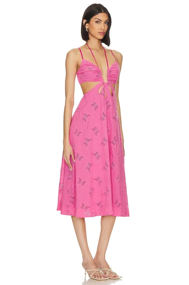 Lovers and Friends Dresses Women X Jetset Christina Farrah Midi Dress Fuchsia Pink Lovers and Friends Dresses Women X Jetset Christina Farrah Midi Dress Fuchsia Pink