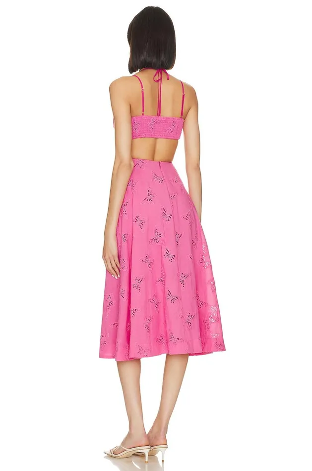Lovers and Friends Dresses Women X Jetset Christina Farrah Midi Dress Fuchsia Pink Lovers and Friends Dresses Women X Jetset Christina Farrah Midi Dress Fuchsia Pink