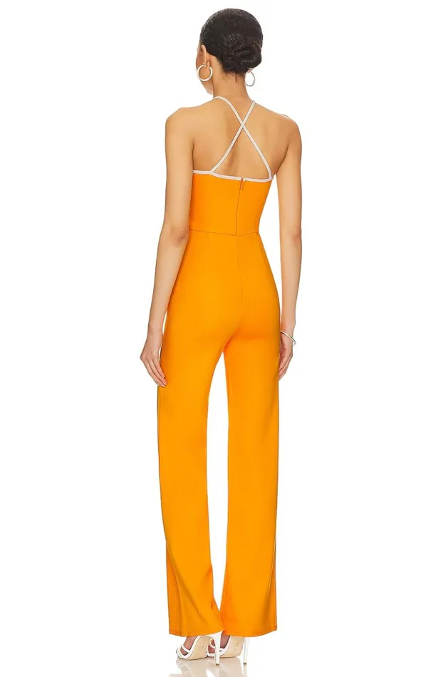 Lovers and Friends Jumpsuits Women Maddison Jumpsuit Orange and White Lovers and Friends Jumpsuits Women Maddison Jumpsuit Orange and White