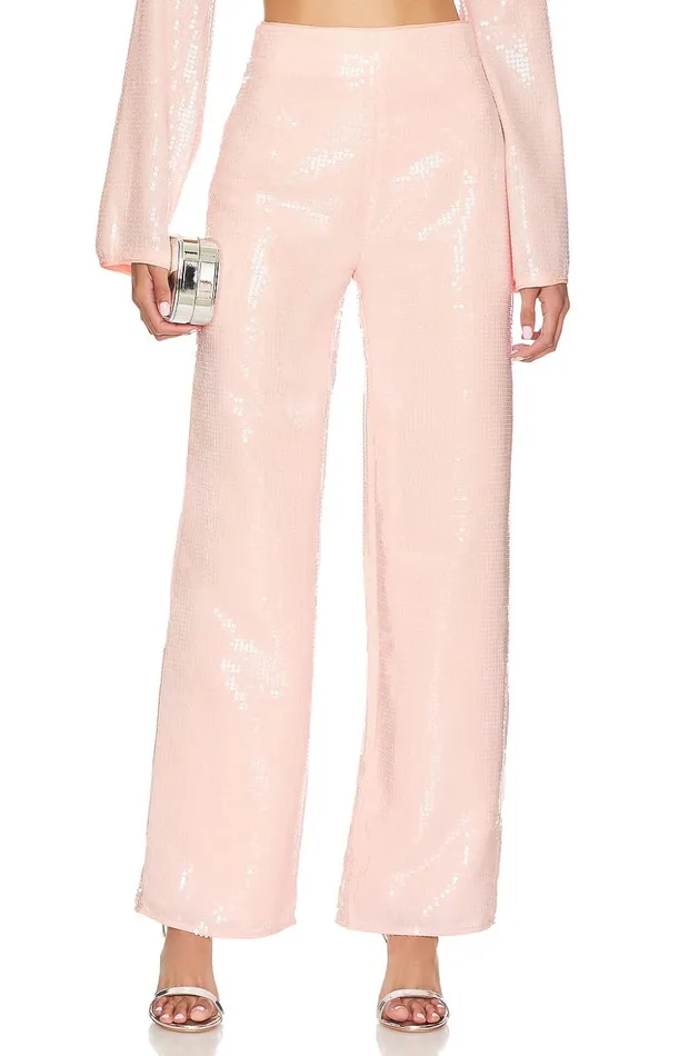 Lovers and Friends Pants Women Leighton Sequin Pant Champagne Pink