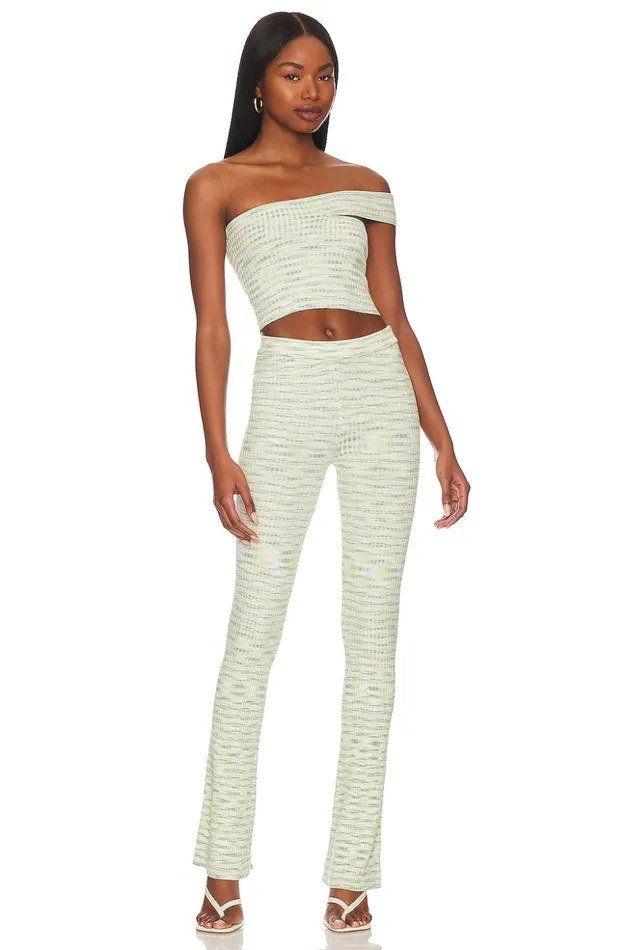 Lovers and Friends Pants Women Mara Knit Pants Lime Spacedye Lovers and Friends Pants Women Mara Knit Pants Lime Spacedye