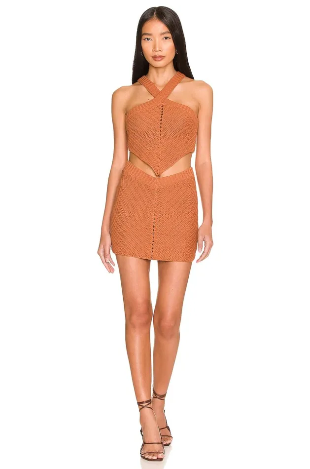 Lovers and Friends Skirts Women Malik Crochet V Waist Mini Skirt Cocoa Brown Lovers and Friends Skirts Women Malik Crochet V Waist Mini Skirt Cocoa Brown