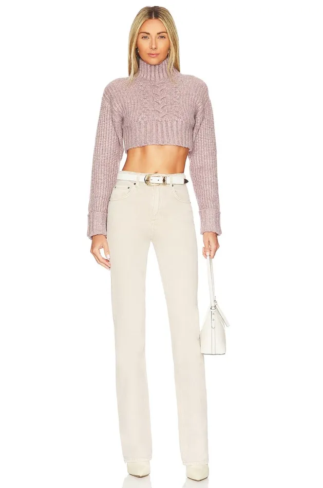 Lovers and Friends Sweaters and Knits Women Roni Cropped Cable Pullover Dusty Lilac Lovers and Friends Sweaters and Knits Women Roni Cropped Cable Pullover Dusty Lilac