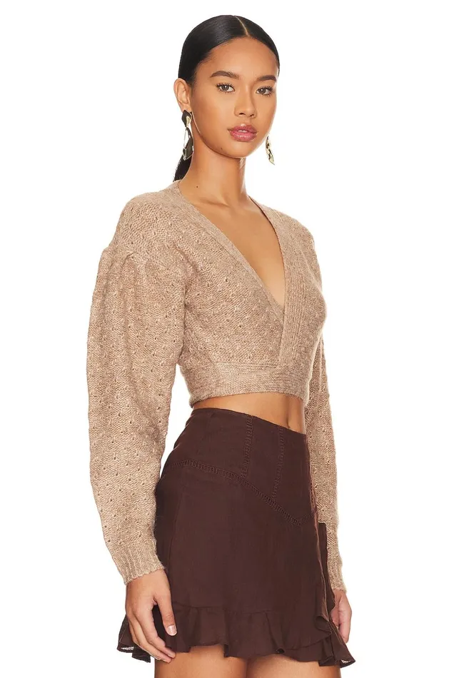 Lovers and Friends Sweaters and Knits Women Sanida Wrap Knit Top Tan Lovers and Friends Sweaters and Knits Women Sanida Wrap Knit Top Tan