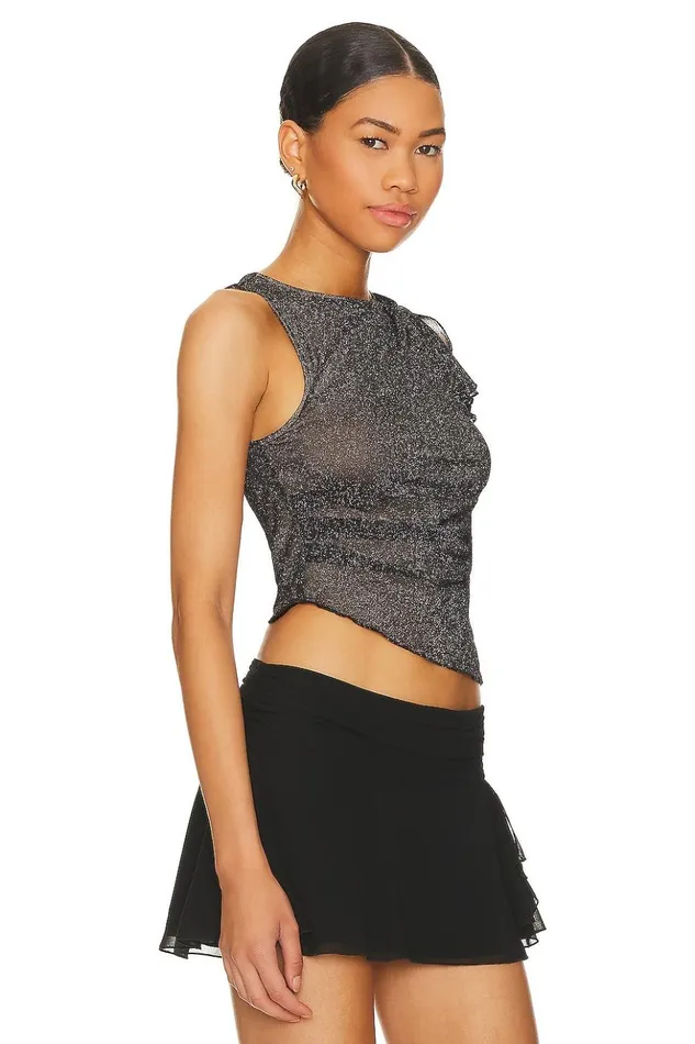Lovers and Friends Tops Women Deidra Top Metallic Black Lovers and Friends Tops Women Deidra Top Metallic Black