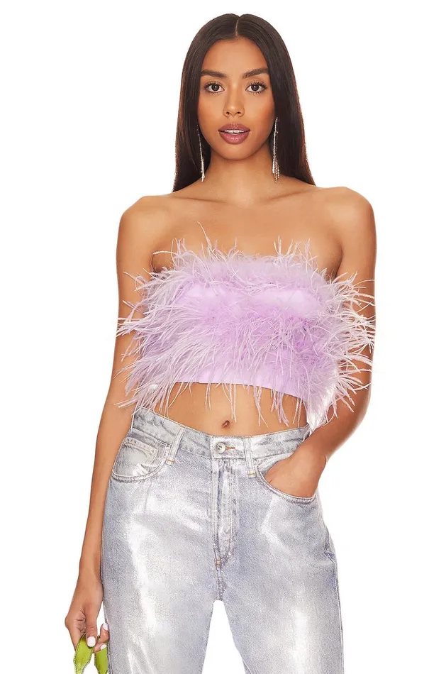 Lovers and Friends Tops Women Lovers Friends Marianne Feather Crop Top Lavender