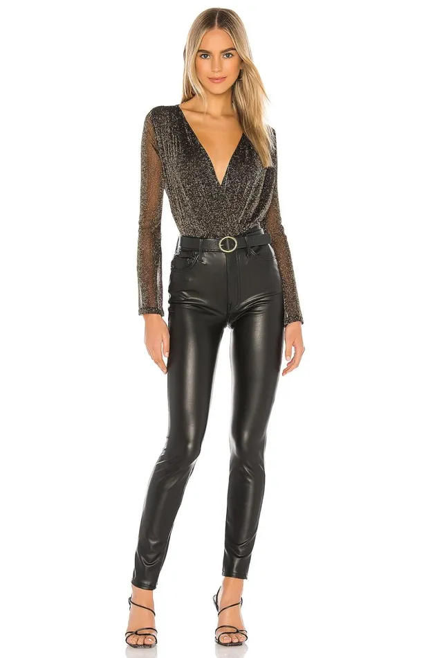 Lovers and Friends Tops Women Micah Bodysuit Black and Gold Lovers and Friends Tops Women Micah Bodysuit Black and Gold