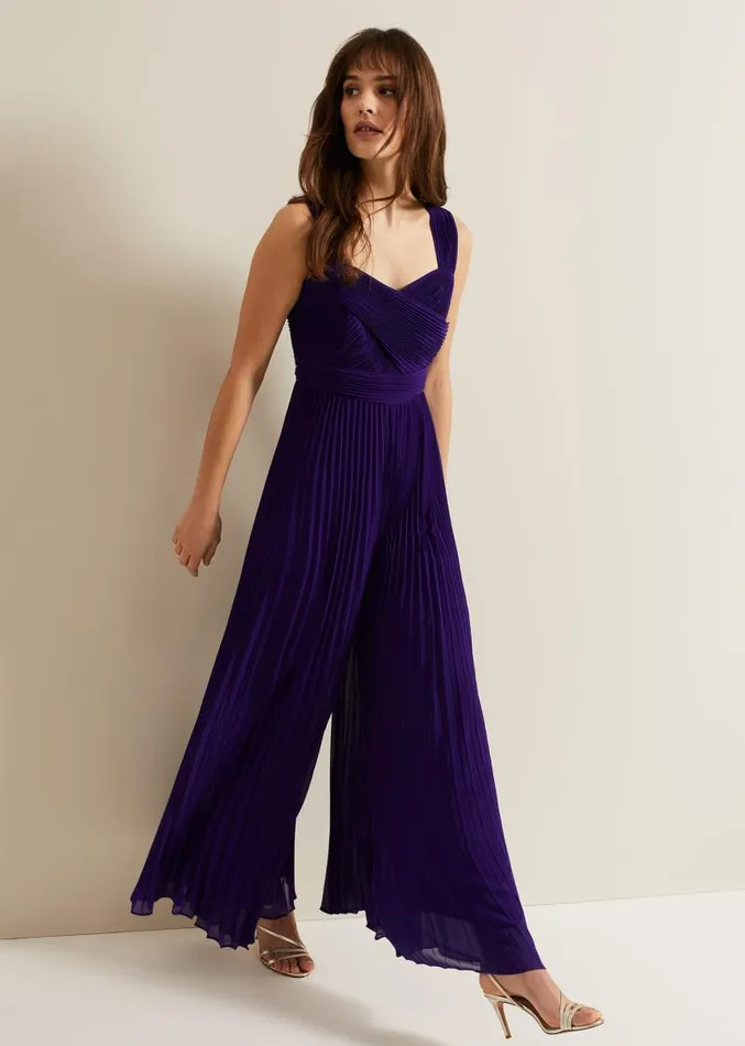 Lucia Pleated Bodice Jumpsuit Violet Women Phase Eight Dresses