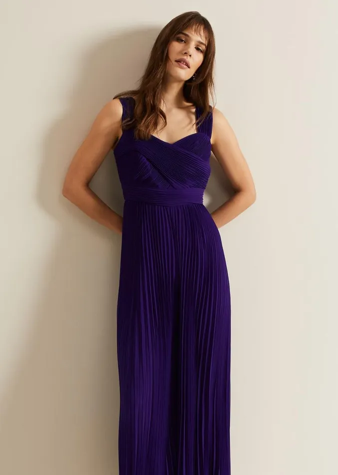 Lucia Pleated Bodice Jumpsuit Violet Women Phase Eight Dresses