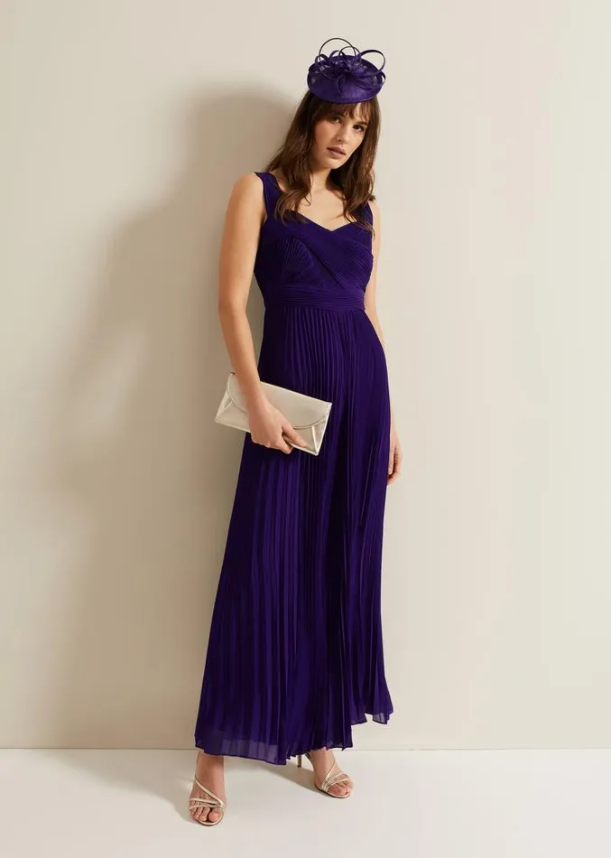 Lucia Pleated Bodice Jumpsuit Violet Women Phase Eight Dresses