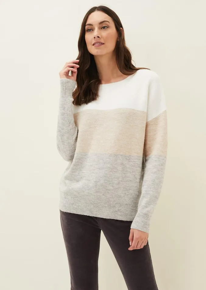 Lucial Stripe Knit Jumper Multicoloured Women Phase Eight Knitwear