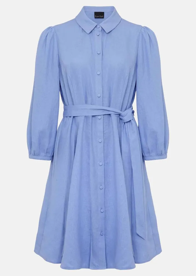 Lucie Linen Shirt Dress Pale Blue Women Phase Eight Dresses