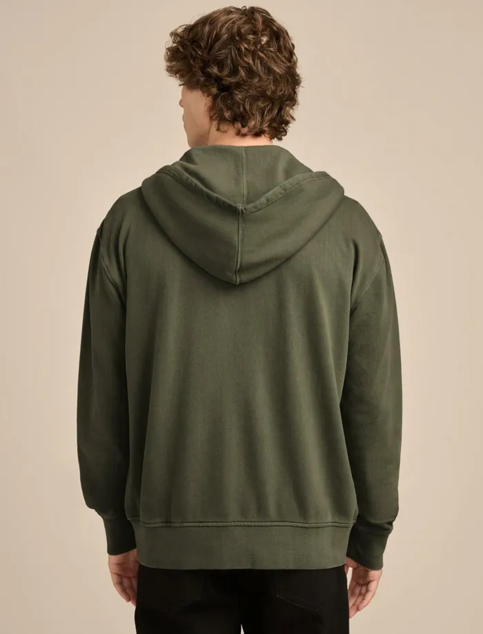 Lucky Brand Activewear Men Relaxed Fleece Zip Hoodie Forest Night