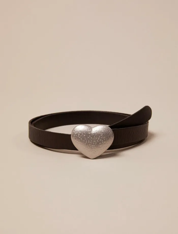 Lucky Brand Belts Women Heart Buckle Belt Black