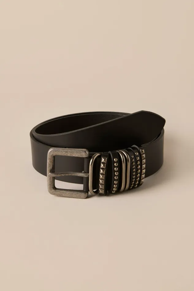 Lucky Brand Belts Women Multiple Keeper Stud Belt Black