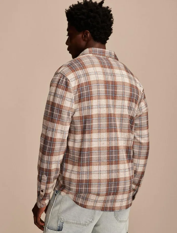 Lucky Brand ButtonDowns Men Brushed Long Sleeve Knit Shirting Brown Multi