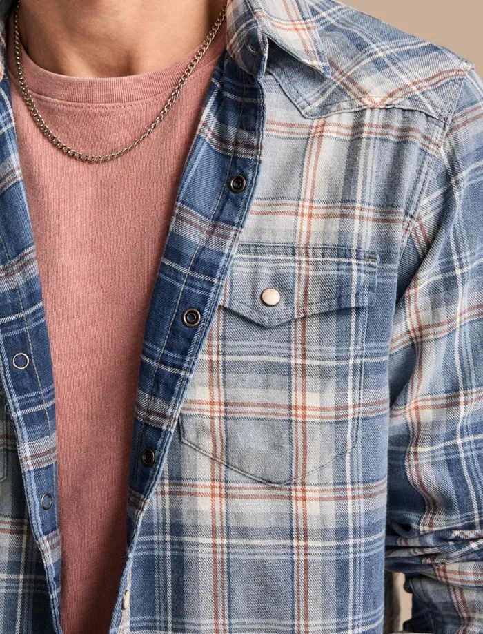 Lucky Brand ButtonDowns Men Indigo Western Shirt Light Indigo