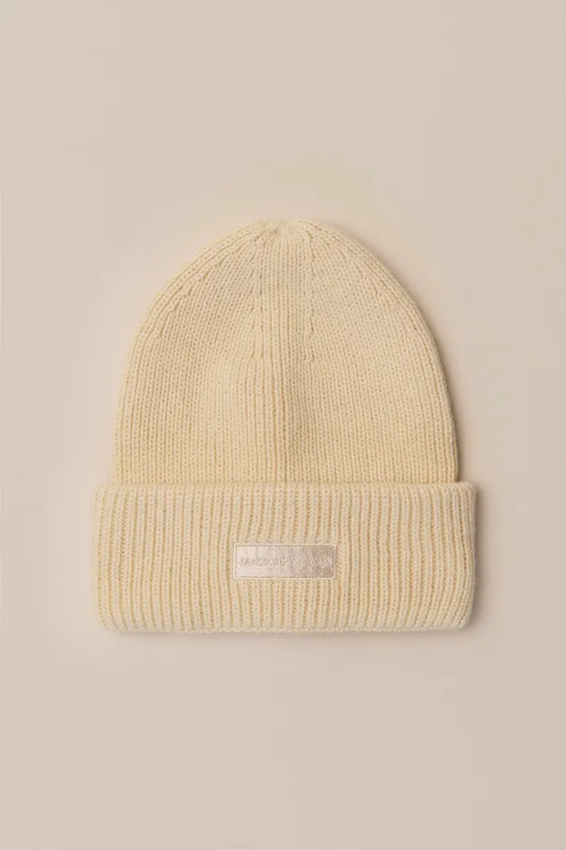 Lucky Brand Cold Weather Accessories Men Solid Knit Beanie Open Whitenatural