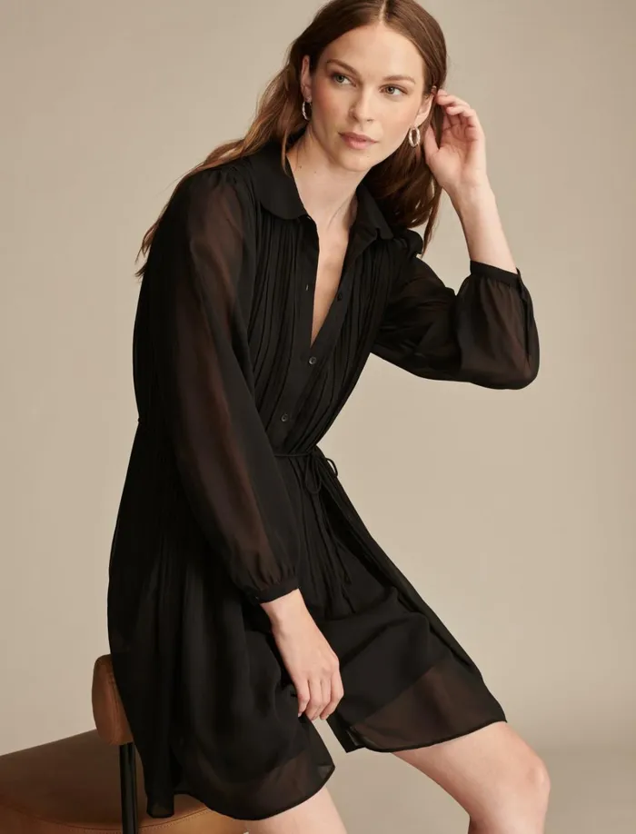 Lucky Brand Dresses Women Easy Pleat Shift Mini Dress True Black
