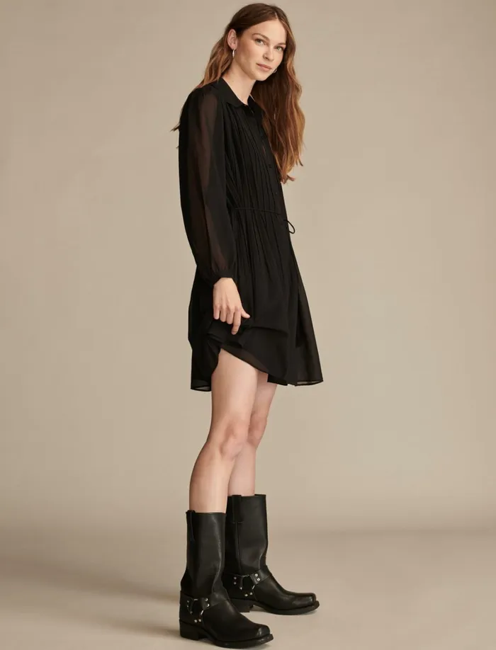 Lucky Brand Dresses Women Easy Pleat Shift Mini Dress True Black