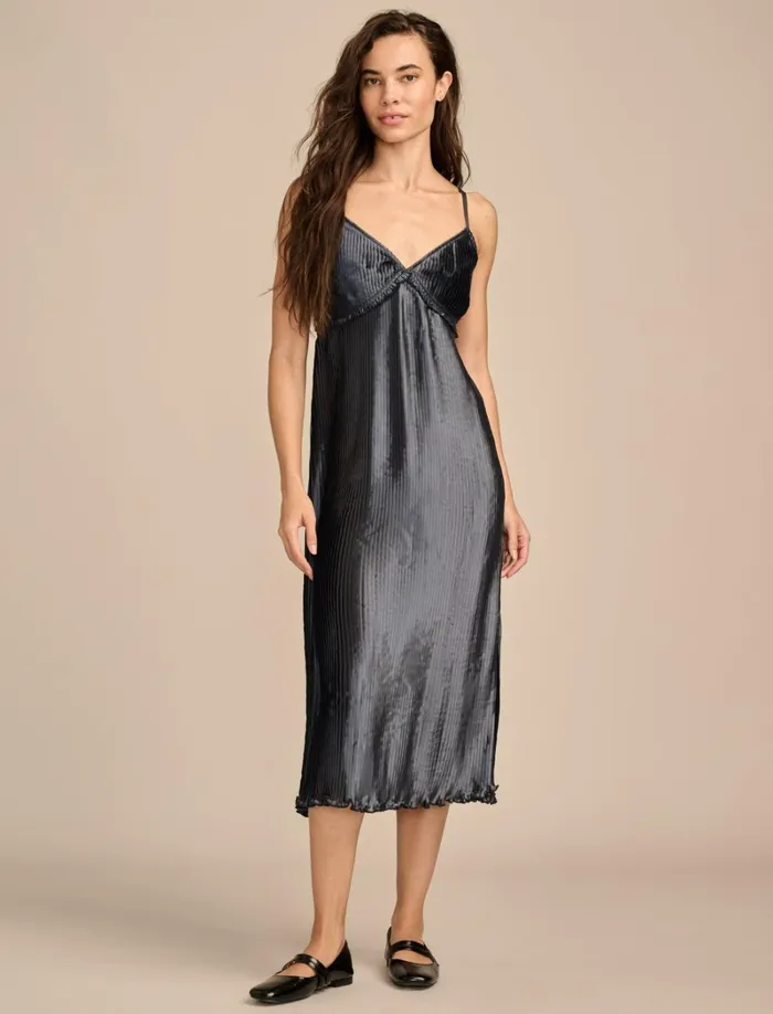 Lucky Brand Dresses Women Pleated Midi Dress Mood Indigo
