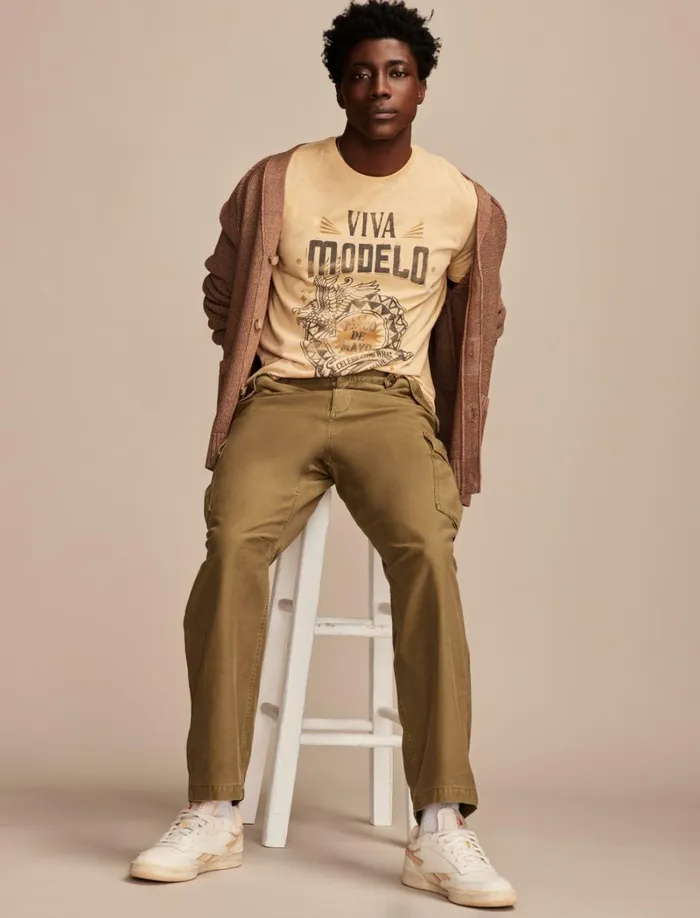 Lucky Brand Graphic Tees Men Modelo Cinco De Mayo Pale Gold