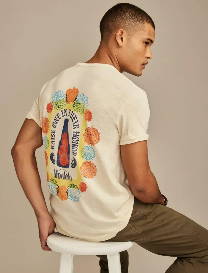 Lucky Brand Graphic Tees Men Modelo Raise One Light Gray