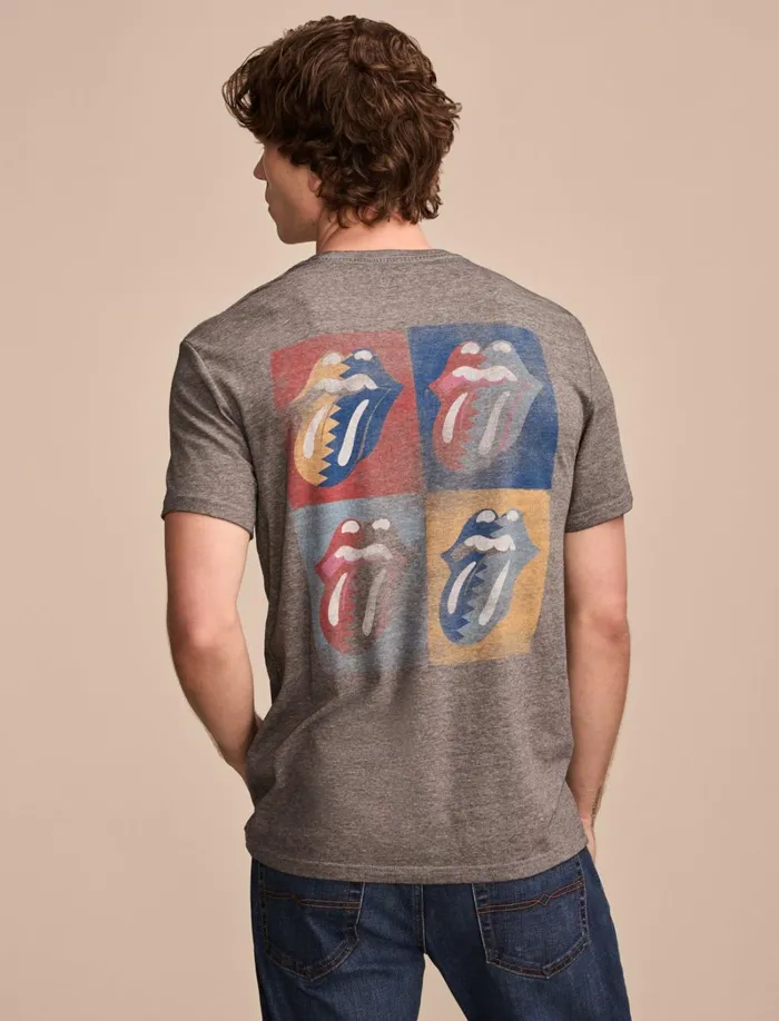 Lucky Brand Graphic Tees Men Rolling Stones Tongues Moonless Night