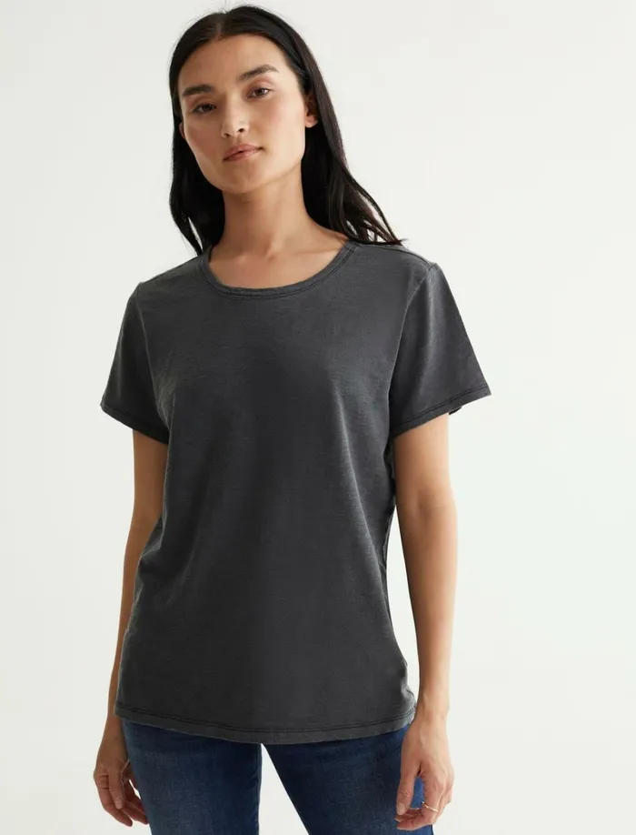 Lucky Brand Graphic Tees Women Classic Crew Jet Black