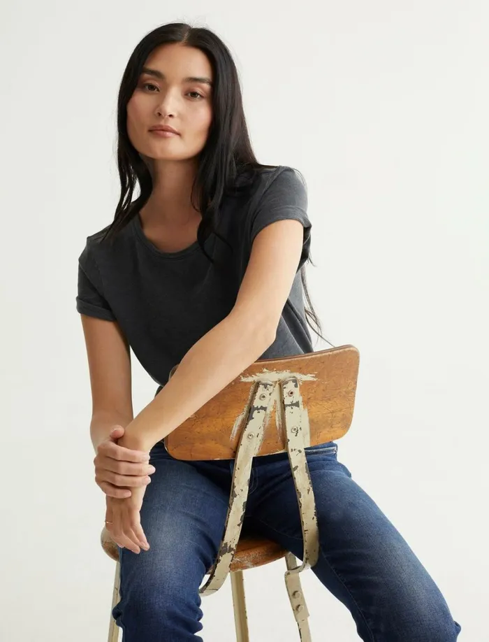 Lucky Brand Graphic Tees Women Classic Crew Jet Black