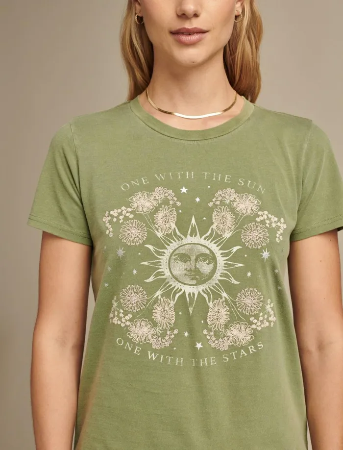 Lucky Brand Graphic Tees Women One With The Stars Classic Crew Olivine