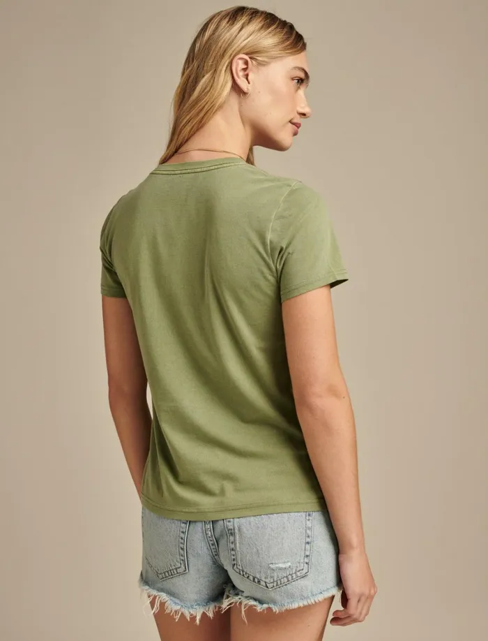 Lucky Brand Graphic Tees Women One With The Stars Classic Crew Olivine