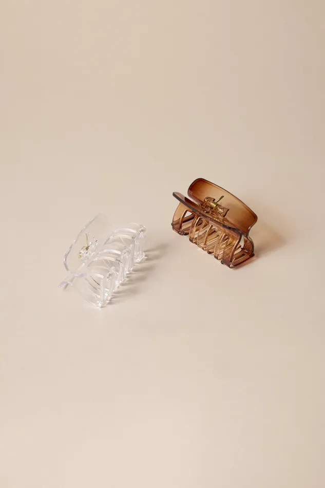 Lucky Brand Hair Accessories Women Clear And Tortoise Claw Set Multi