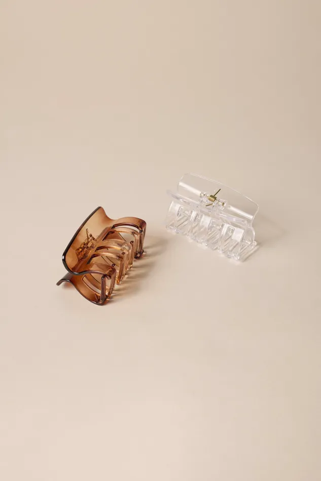 Lucky Brand Hair Accessories Women Clear And Tortoise Claw Set Multi