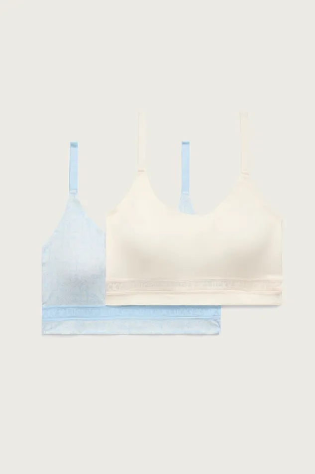 Lucky Brand Intimates and Sleepwear Women 2hgr Plus Brush Micro Lounge Bra Medium Blue