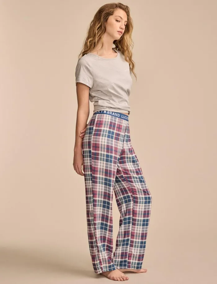 Lucky Brand Intimates and Sleepwear Women Lb Short Sleeve Tee Set Dark Grey
