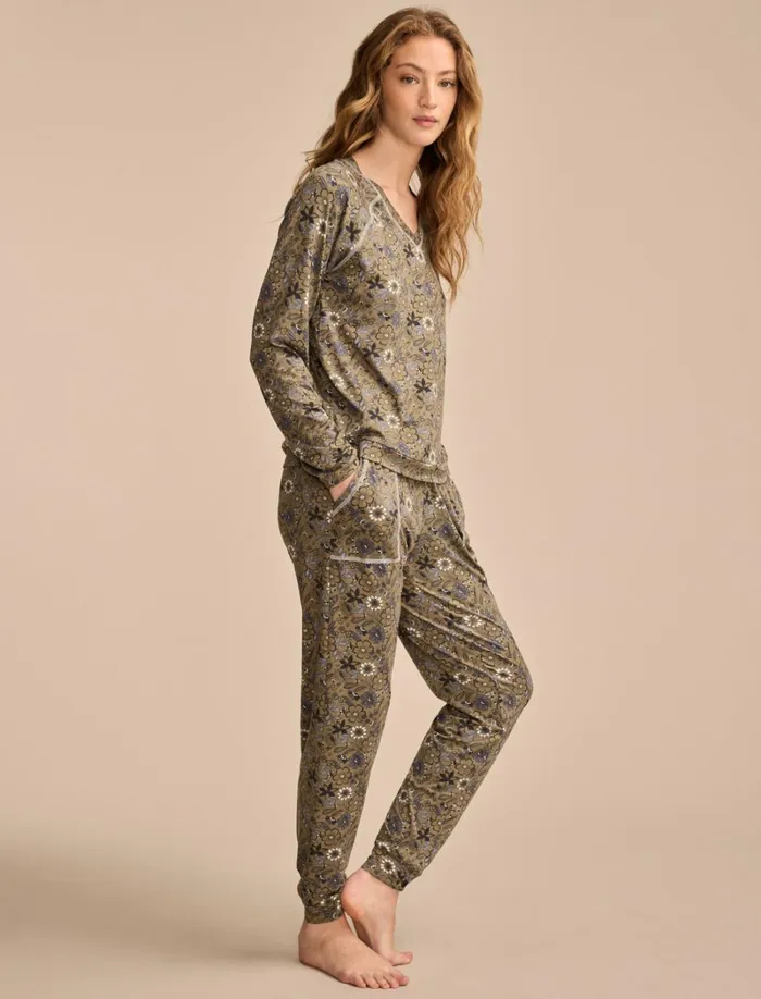 Lucky Brand Intimates and Sleepwear Women Printed Sleepwear Set Dark Green