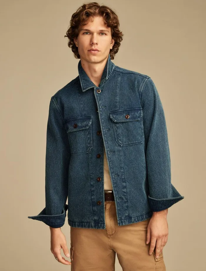 Lucky Brand Jackets and Outerwear Men Indigo Basket Weave Jacket Indigo