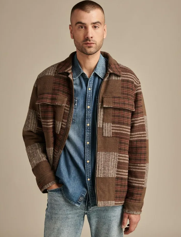 Lucky Brand Jackets and Outerwear Men Patchwork Chore Coat Patchwork Multi