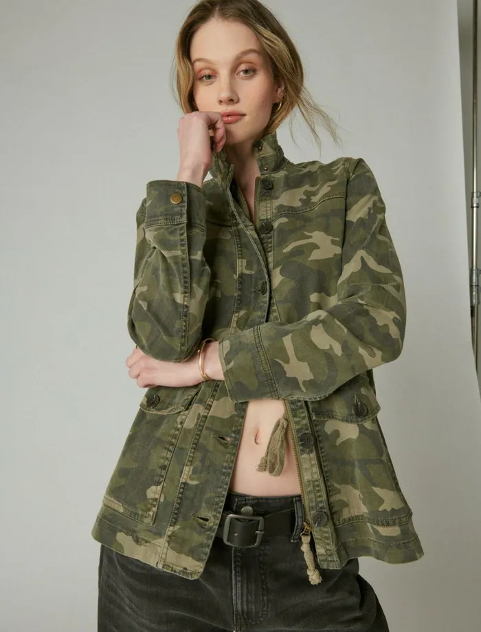 Lucky Brand Jackets and Outerwear Women Camo Printed Utility Jacket Green Multi