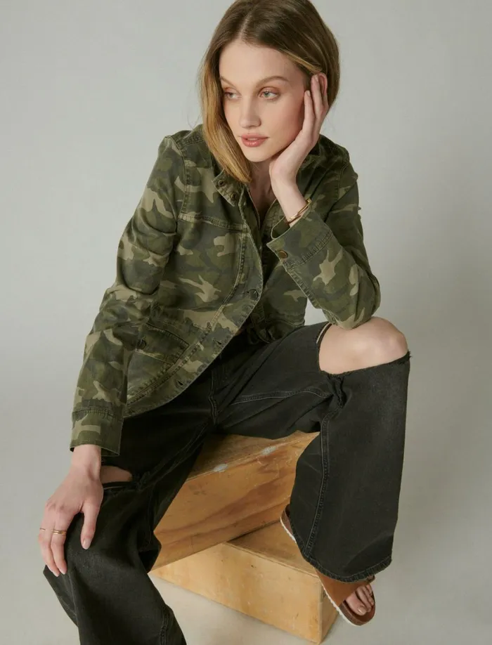 Lucky Brand Jackets and Outerwear Women Camo Printed Utility Jacket Green Multi