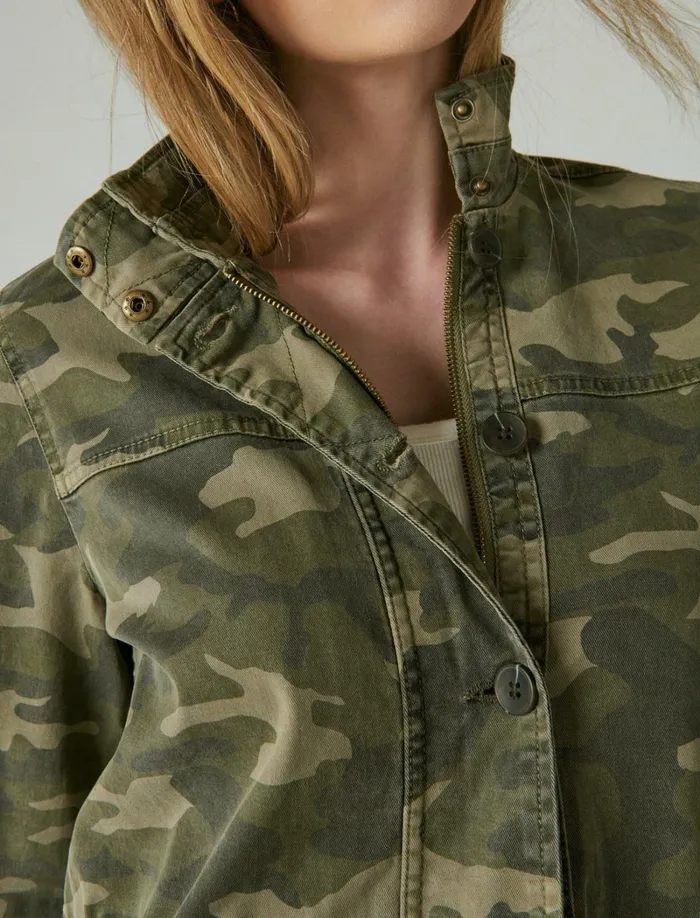 Lucky Brand Jackets and Outerwear Women Camo Printed Utility Jacket Green Multi