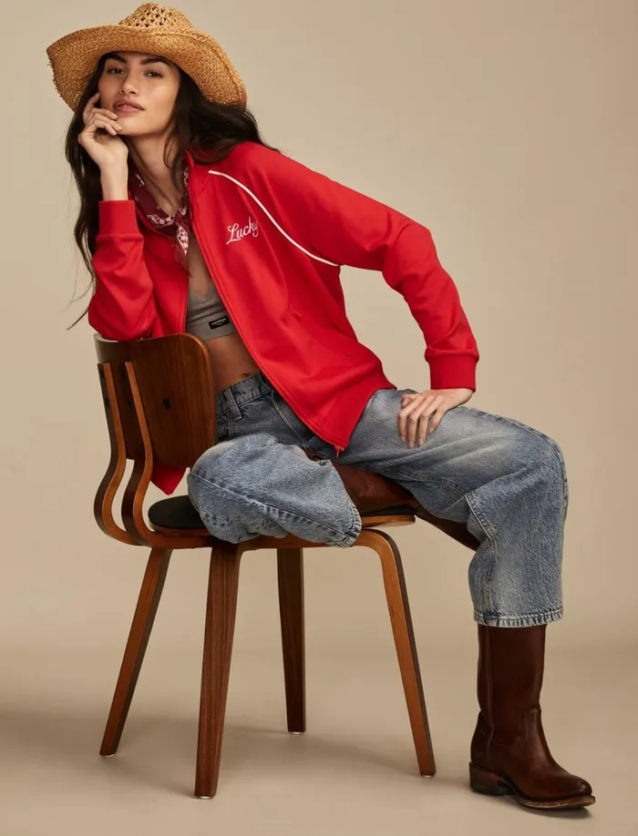 Lucky Brand Jackets and Outerwear Women Raglan Track Jacket True Red