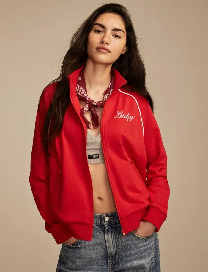 Lucky Brand Jackets and Outerwear Women Raglan Track Jacket True Red