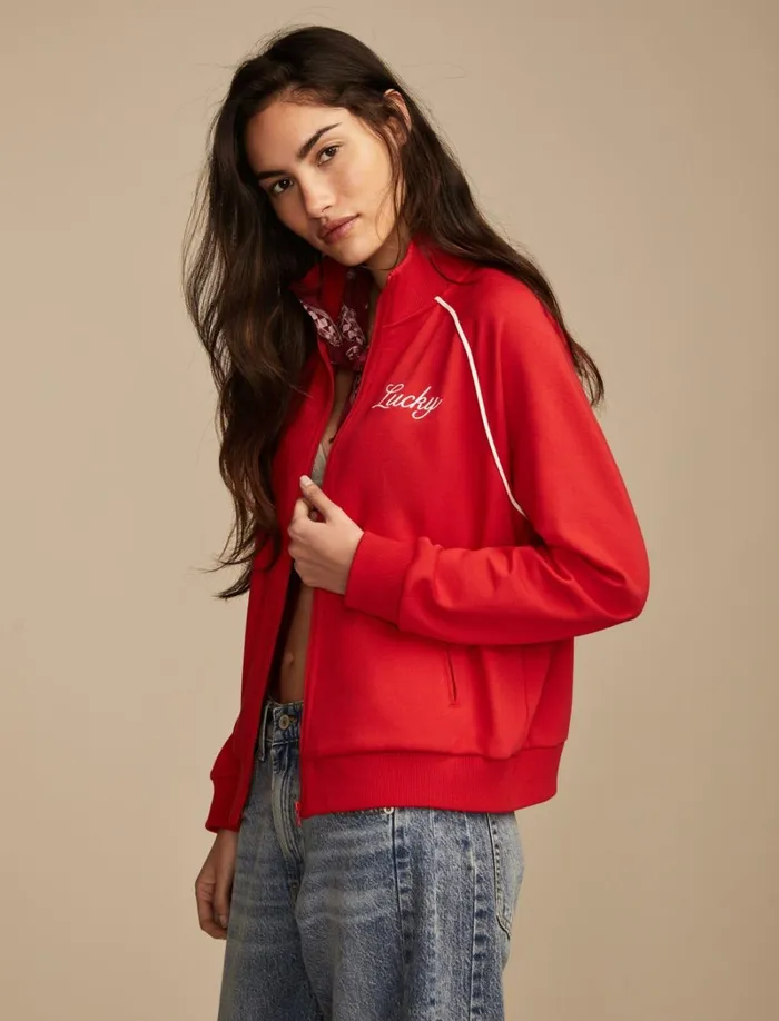 Lucky Brand Jackets and Outerwear Women Raglan Track Jacket True Red