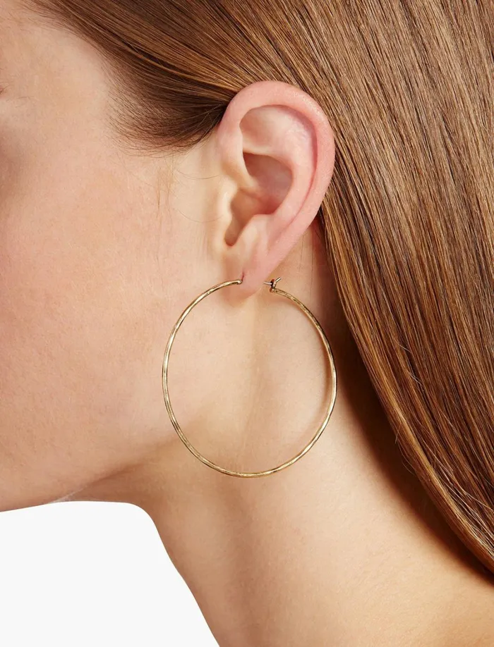 Lucky Brand Jewelry Women Big Hammered Hoop Earrings Gold